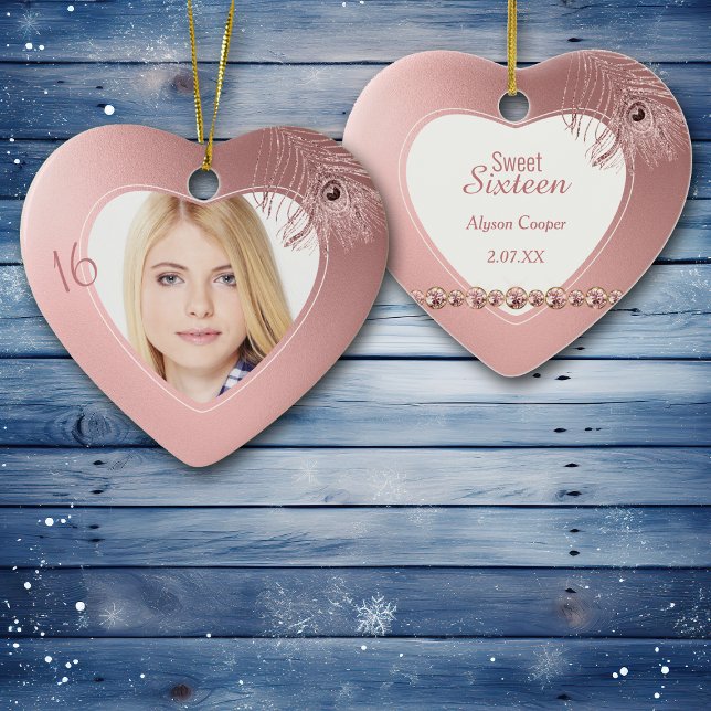 Décoration En Céramique Sweet sixteen Modèle photo en plumes rose Peacock (Créateur téléchargé)