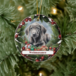 Décoration En Céramique Sweet Weimaraner Chiot Personnalisé Noël