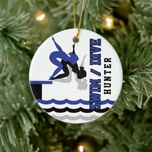 Décoration En Céramique Swim Dive Team - Bleu foncé et Noir