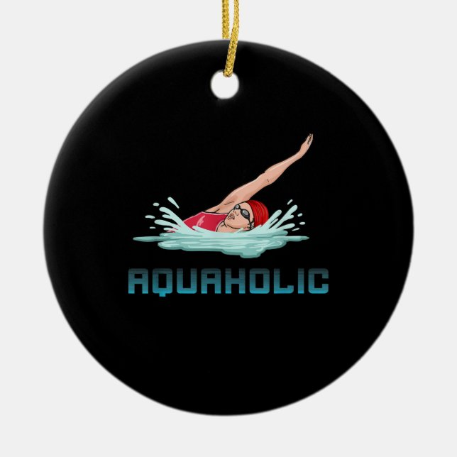 Décoration En Céramique Swimming Cap Goggles Swim Love Funny Swimmer Girl (Devant)