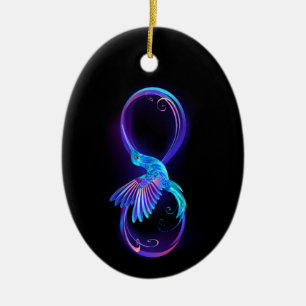 Décoration En Céramique Symbole de l'infini néon avec colibri lumineux