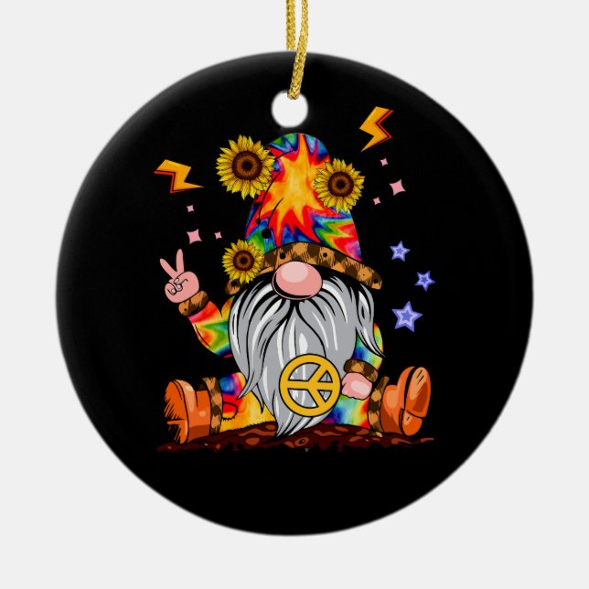 Décoration En Céramique Symbole de paix Gnome Gnome Tie Dye Gnome (Devant)