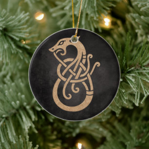 Décoration En Céramique Symbole du nœud du serpent viking doré