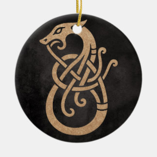 Décoration En Céramique Symbole du nœud du serpent viking doré