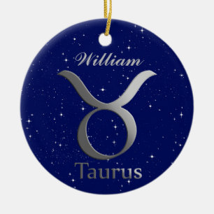 Décoration En Céramique Symbole du signe dim Taurus avec nom