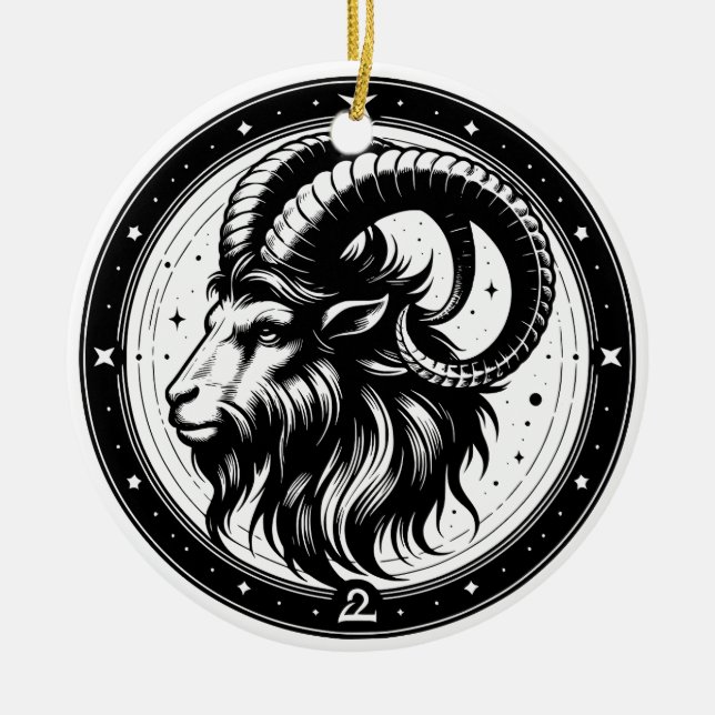 Décoration En Céramique SYMBOLE Horoscope Capricorne Symbole et traits (Devant)