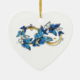 Décoration En Céramique Symbole infini de papillons Morpho bleus