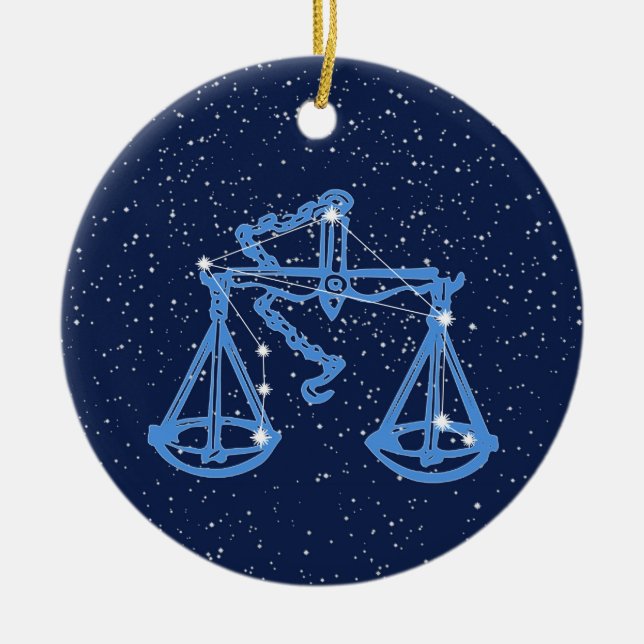 Décoration En Céramique Symbole Libra Constellation et Zodiac avec étoiles (Devant)