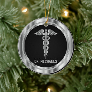 Décoration En Céramique Symbole médical 👨‍⚕️ - Noir et Argent