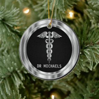 Décoration En Céramique Symbole médical 👨⚕️ - Noir et Argent