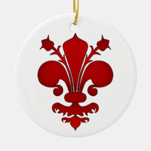 Décoration En Céramique Symbole rouge foncé de fleur de lis