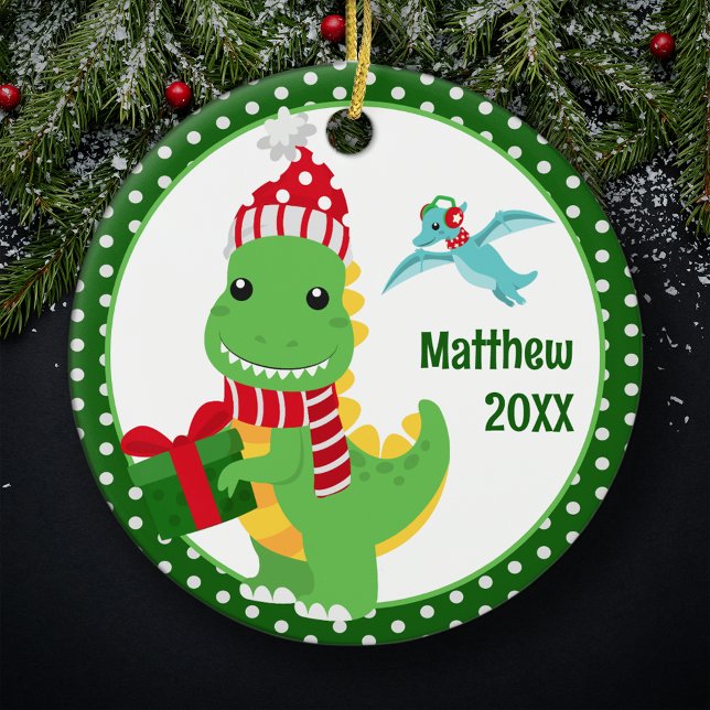 Décoration En Céramique T-Rex Dinosaur Enfants personnalisés Noël (Créateur téléchargé)