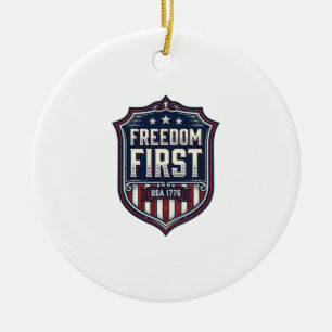Décoration En Céramique T-Shirt Bouclier Patriotique Freedom First USA 177