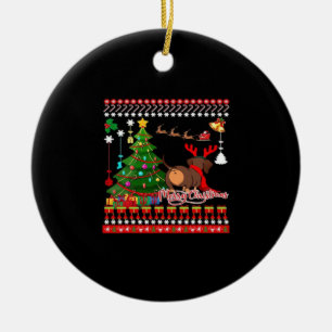 Décoration En Céramique T-shirt classique moche de Noël cul de chien tecke