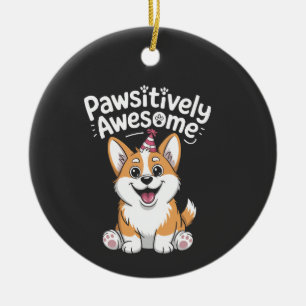 Décoration En Céramique T-shirt de chien d'anniversaire de Corgi absolumen