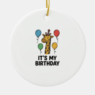 Décoration En Céramique T-shirt de fête d'anniversaire de girafe mignon De