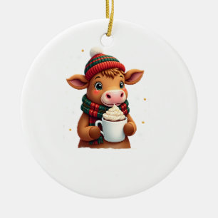 Décoration En Céramique T-Shirt de Noël à coup de pinceau Vache des Highla