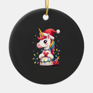 Décoration En Céramique T-Shirt de Noël avec chapeau de Père Noël licorne 