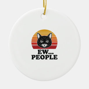 Décoration En Céramique T-shirt drôle de chat noir ew personnes rétro couc