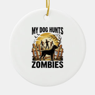 Décoration En Céramique T-shirt Halloween vintage de chien de chasse aux z