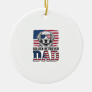 Décoration En Céramique T-shirt pour chien vintage patriotique Papa Golden