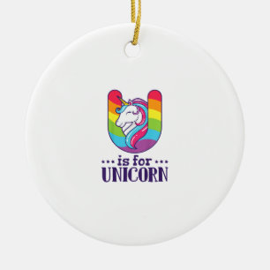 Décoration En Céramique T-shirt pour enfants U est pour la licorne Alphabe