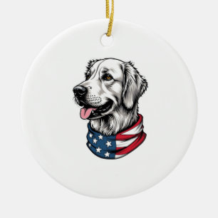 Décoration En Céramique T-shirt vintage à motif de retriever doré patrioti