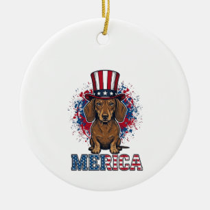 Décoration En Céramique T-shirt vintage pour chien teckel patriotique Meri