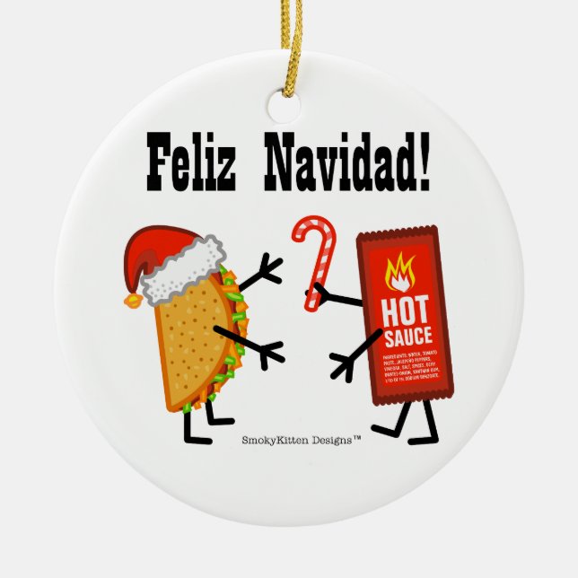Décoration En Céramique Taco et sauce chaude - Feliz Navidad ! (Devant)
