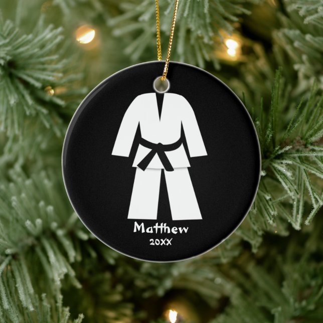 Décoration En Céramique Taekwondo Karate Ceinture noire personnalisée (Arbre)