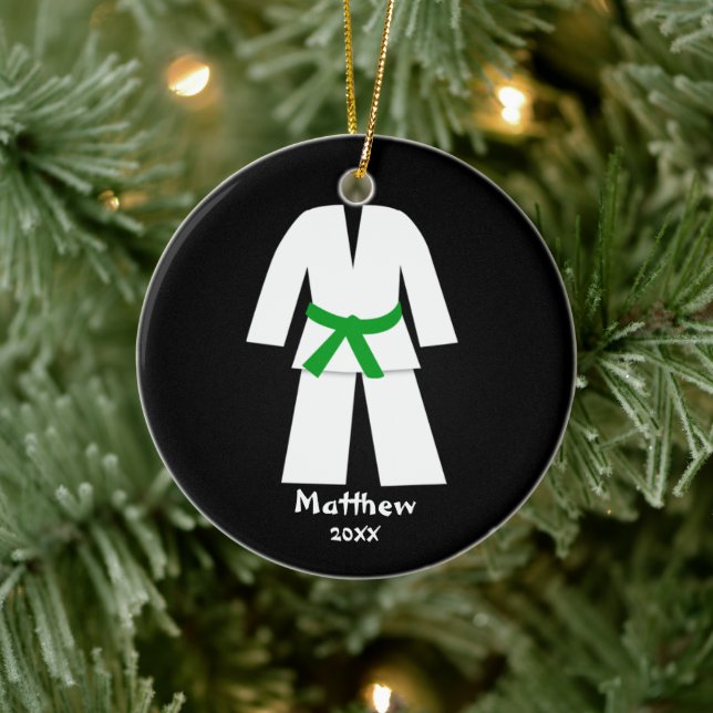 Décoration En Céramique Taekwondo Karate Ceinture verte personnalisée (Arbre)