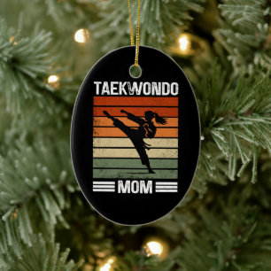 Décoration En Céramique Taekwondo Maman Retro Martial Arts Maman Cadeau