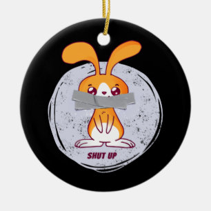 Décoration En Céramique Tais-toi Lapin Design de Bande Dessinée Drôle et S