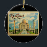 Décoration En Céramique Taj Mahal Vintage voyage Inde<br><div class="desc">Un magnifique design néo-vintage avec le Taj Mahal sous ciel bleu à Agra,  Inde.</div>