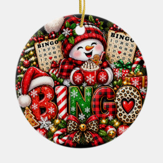 Décoration En Céramique Tant de plaisir sous la neige au Bingo Bonhomme de