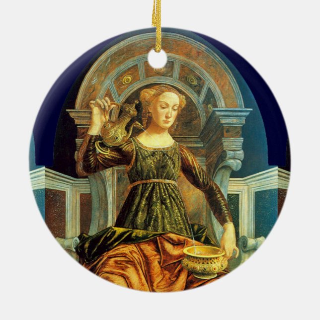 DÉCORATION EN CÉRAMIQUE TAROTS DE RENAISSANCE ANTIQUE 14 / TEMPÉRANCE (Dos)