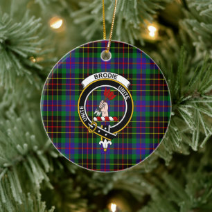 Décoration En Céramique Tartan de chasse et blason du clan écossais Brodie