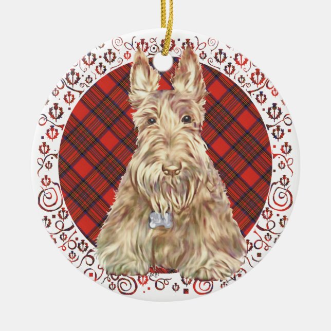 Décoration En Céramique Tartan écossais roux (Devant)