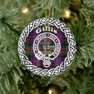 Décoration En Céramique Tartan et blason du clan écossais Gillis