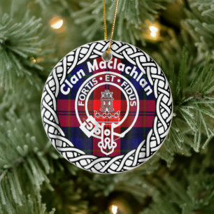 Décoration En Céramique Tartan et blason du clan écossais Maclachlan