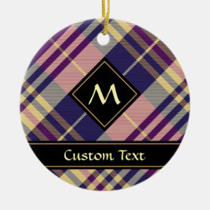 Décoration En Céramique Tartan mauve, or et bleu