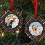 Décoration En Céramique Tartan Plaid Happiness is You as Friend 2 Photo<br><div class="desc">Décor photo en plastique de Noël avec vos photos personnalisées et typographie art déco. Le design est recto-verso et le modèle est configuré pour vous permettre d'ajouter vos photos à l'avant et à l'arrière. L'année et le libellé sont entièrement modifiables - l'exemple de libellé dit "le bonheur est .. vous...</div>