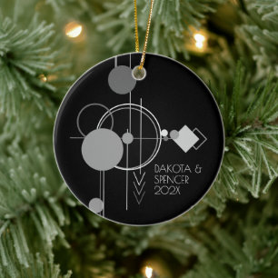 Décoration En Céramique Tatos Art Déco Moderne   Personnalisé noir et gris