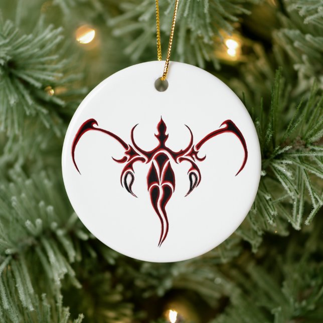 Décoration En Céramique Tatouage tribal des éléphants - rouge et noir (Arbre)