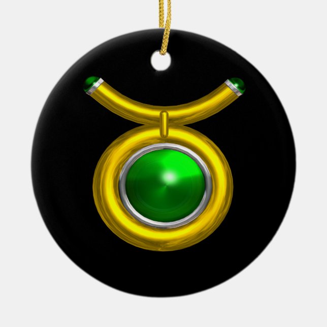 Décoration En Céramique TAURUS ZODIAC ANNIVERSAIRE JEWEL VERT EMERALD Gold (Devant)