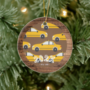 Décoration En Céramique Taxi de New York Nom personnalisé - Année