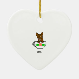 Décoration En Céramique Teacup Chihuahua Heart Orament