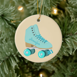 Décoration En Céramique Teal Blue Retro Quad Roller Skate