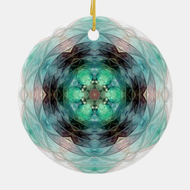 Décoration En Céramique Teal green blue pink floral star pattern (Dos)