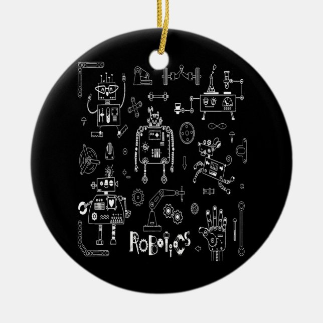 Décoration En Céramique Technicien ingénieur en robotique Funny Robot Vint (Devant)